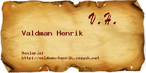 Valdman Henrik névjegykártya